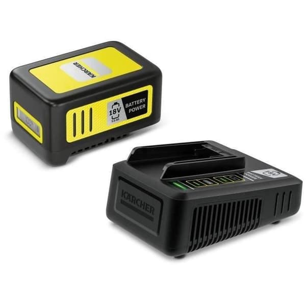 KARCHER Power 18V/5Ah batteri med nätladdare - LCD-skärm och halkfria handtag Svart, Gul