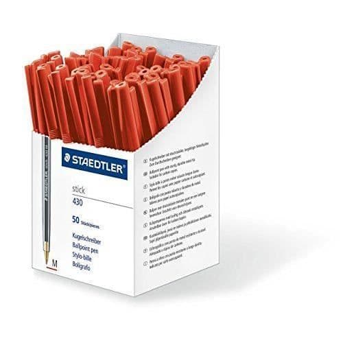 Kulspetspenna - Staedtler - 430 M-2CP5 - Röd - Medium spets - Kartong med 50 st
