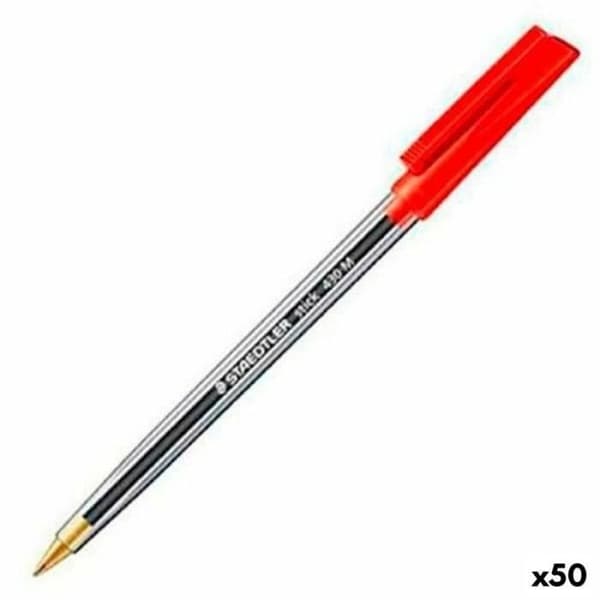 Kulspetspenna - Staedtler - 430 M-2CP5 - Röd - Medium spets - Kartong med 50 st