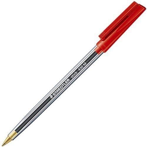 Kulspetspenna - Staedtler - 430 M-2CP5 - Röd - Medium spets - Kartong med 50 st
