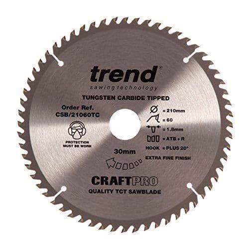 Trend CSB-21060tc Craftpro sågblad 210 mm x 60 tänder x 30 mm Silver-svart
