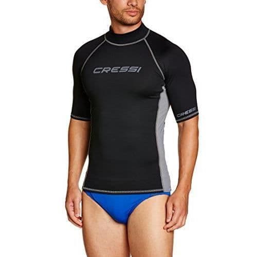 Cressi Rashguard Herr Hög av dräkt i mycket elastisk specialväv Kortärmad UV-skydd (UPF) 50+ Svart