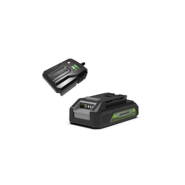 Batteri 24V - GREENWORKS - Modell 2Ah - Universalladdare - Kompatibel med Trädgårdsverktyg - Snabbladdning