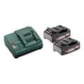 Miniatyrbild 1 av 3: Pack 2 batterier - METABO 18V Li-Power 2,0Ah + SC 30 laddare