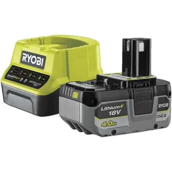 1 18V litium+ batteri - RYOBI - 4,0 Ah och 1 2,0 A snabbladdare