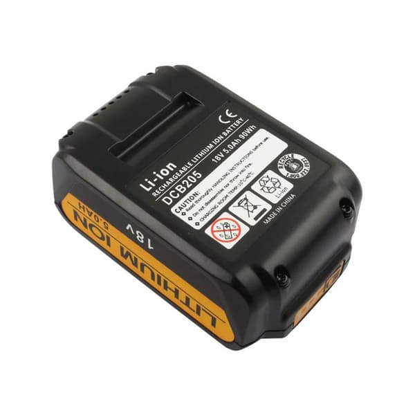 Batteri 18V Li-ion 5000mAh 90Wh för Dewalt DCB200 Verktyg Svart / Röd