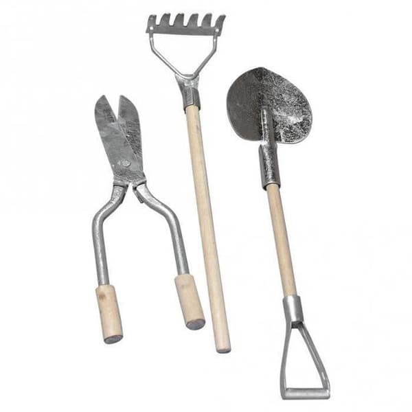 Trädgårdsredskap - RAHYER - Metall-trä - Hjärtformad spade, kratta och häcksax - 9-13 cm