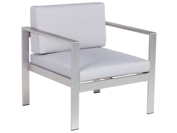 Loungegrupp 4 Delar Ljusgrå Anodiserad Aluminium Soffa av Trä med 2 Stolar och Soffbord