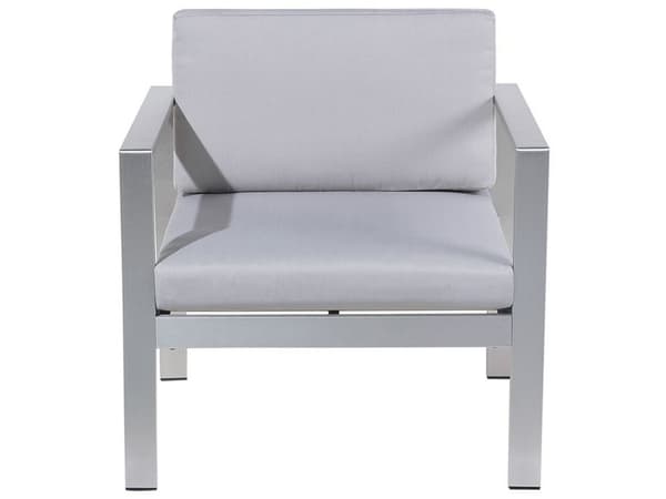 Loungegrupp 4 Delar Ljusgrå Anodiserad Aluminium Soffa av Trä med 2 Stolar och Soffbord