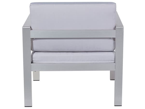 Loungegrupp 4 Delar Ljusgrå Anodiserad Aluminium Soffa av Trä med 2 Stolar och Soffbord