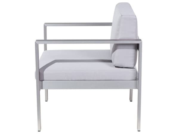 Loungegrupp 4 Delar Ljusgrå Anodiserad Aluminium Soffa av Trä med 2 Stolar och Soffbord
