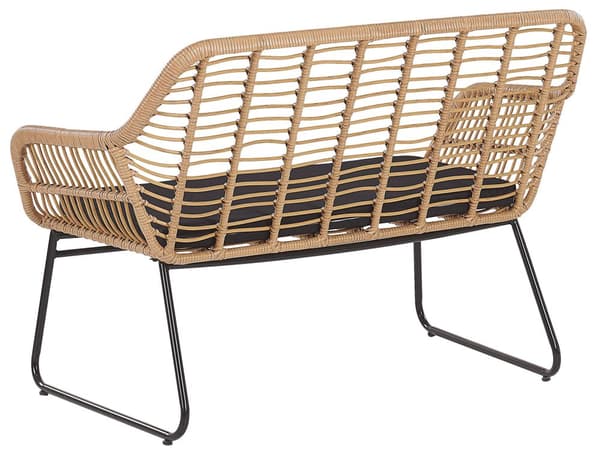 Trädgårdsmöbelset Svart Konstrotting med Sittdynor och Soffbord