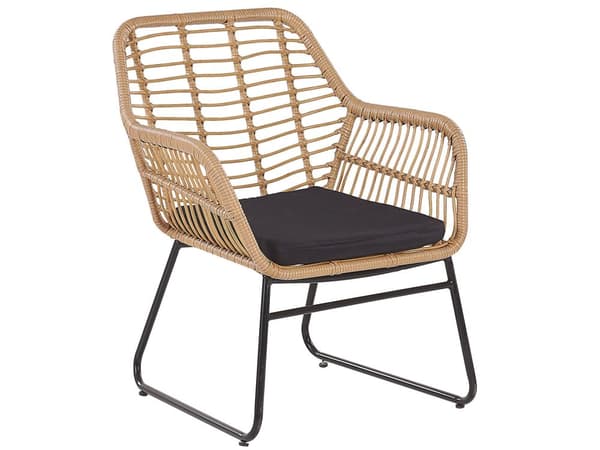 Trädgårdsmöbelset Svart Konstrotting med Sittdynor och Soffbord