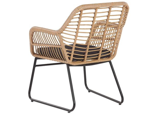 Trädgårdsmöbelset Svart Konstrotting med Sittdynor och Soffbord