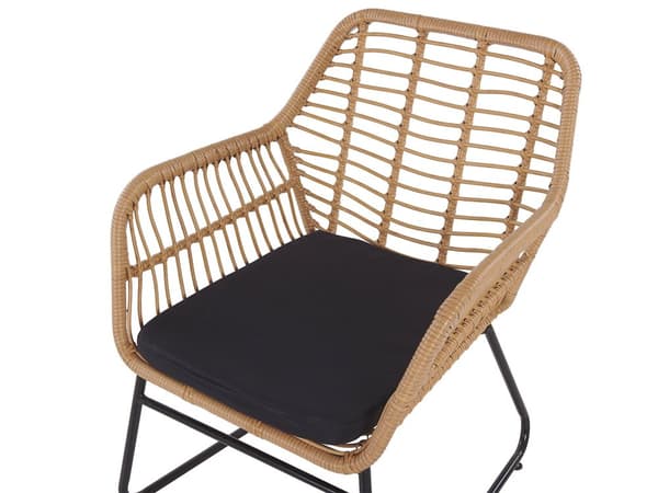 Trädgårdsmöbelset Svart Konstrotting med Sittdynor och Soffbord