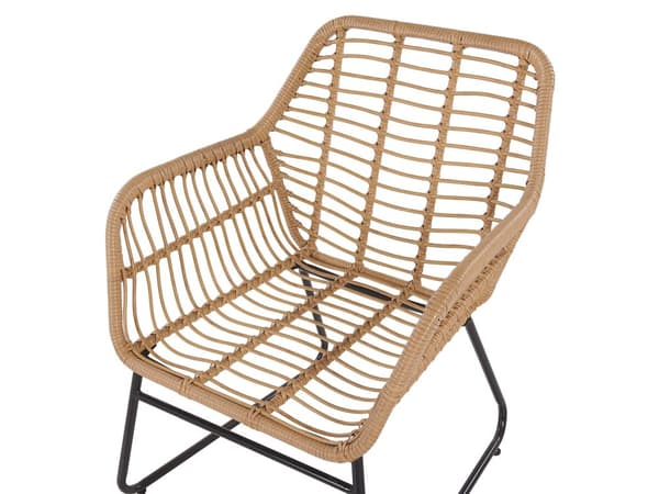 Trädgårdsmöbelset Svart Konstrotting med Sittdynor och Soffbord