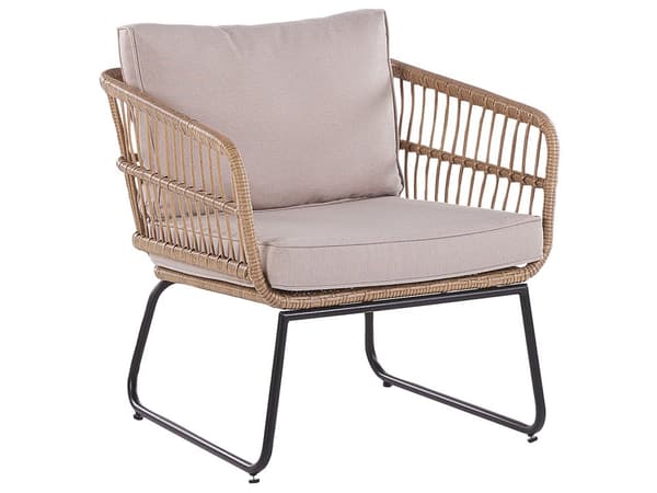 Trädgård Loungegrupp Beige Kuddar PE Rotting Utomhus 4-sits 2 Soffbord