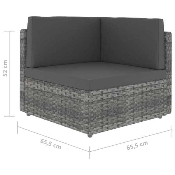 vidaXL hjørnedel til sofa polyrattan grå