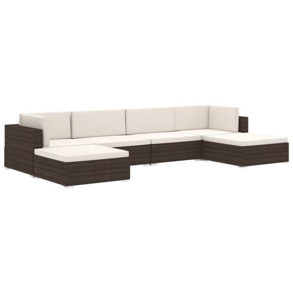 vidaXL midtersæde til sofa 1 stk. med hynder polyrattan brun