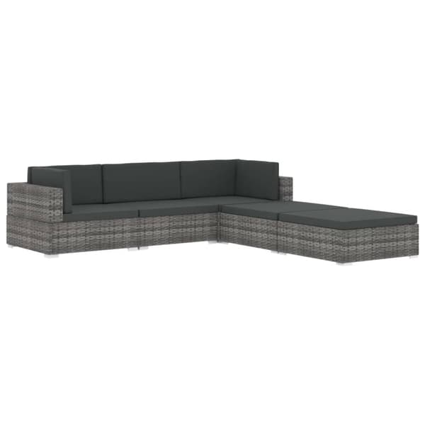 vidaXL midtersæde til sofa 1 stk. med hynder polyrattan brun