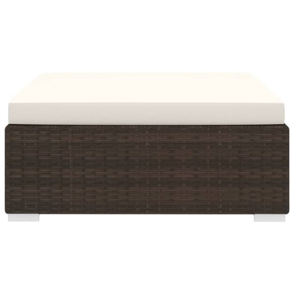 vidaXL fodskammel til sofa 1 stk. med hynde polyrattan brun