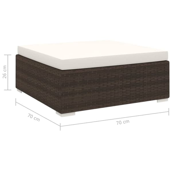 vidaXL fodskammel til sofa 1 stk. med hynde polyrattan brun