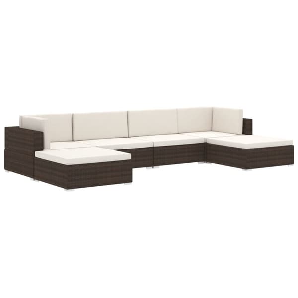 vidaXL fodskammel til sofa 1 stk. med hynde polyrattan brun
