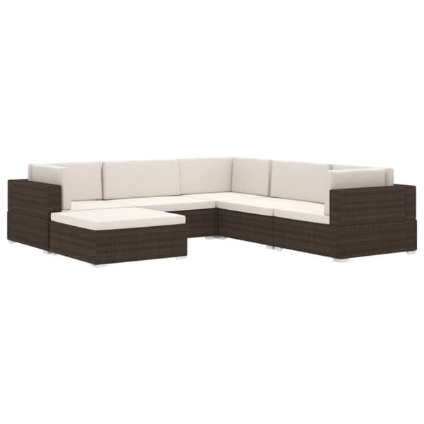vidaXL fodskammel til sofa 1 stk. med hynde polyrattan brun