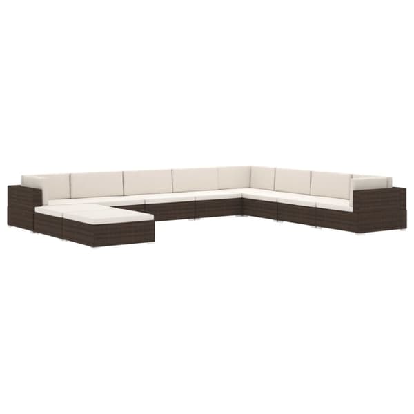 vidaXL fodskammel til sofa 1 stk. med hynde polyrattan brun