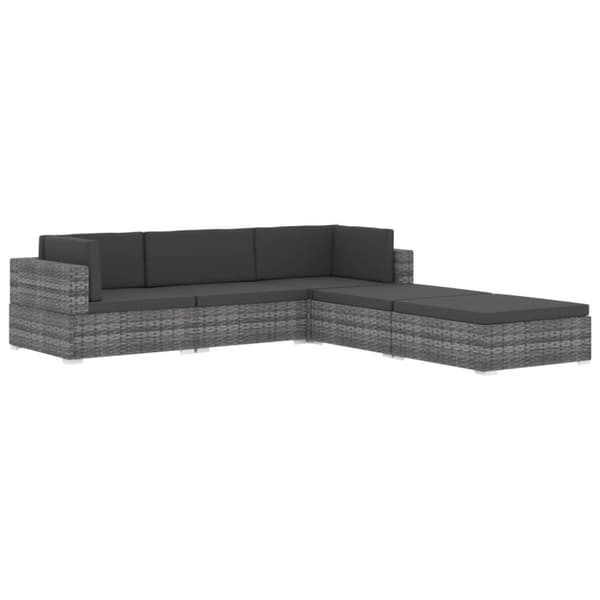 vidaXL fodskammel til sofa 1 stk. med hynde polyrattan brun