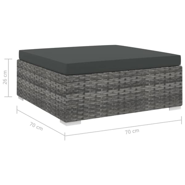 vidaXL fodskammel med hynde polyrattan grå