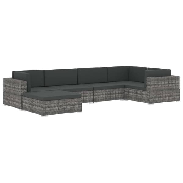 vidaXL fodskammel med hynde polyrattan grå