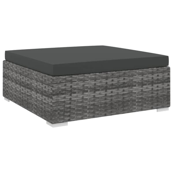 vidaXL fodskammel med hynde polyrattan grå