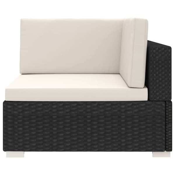 vidaXL hjørnesæde til sofa 1 stk. med hynder polyrattan sort