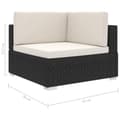 Miniatyrbillede 5 af 10: vidaXL hjørnesæde til sofa 1 stk. med hynder polyrattan sort