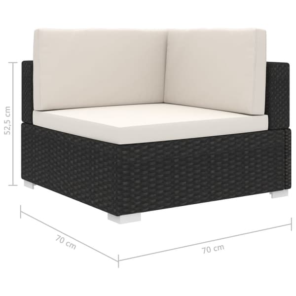 vidaXL hjørnesæde til sofa 1 stk. med hynder polyrattan sort