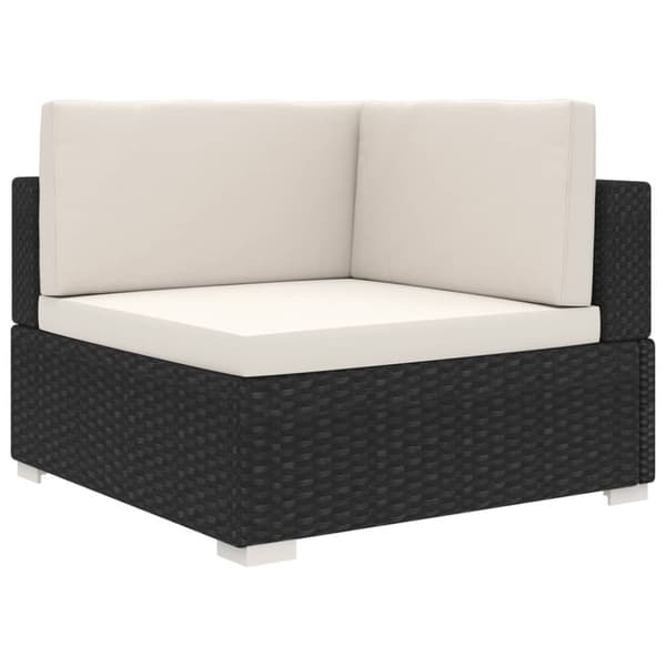 vidaXL hjørnesæde til sofa 1 stk. med hynder polyrattan sort
