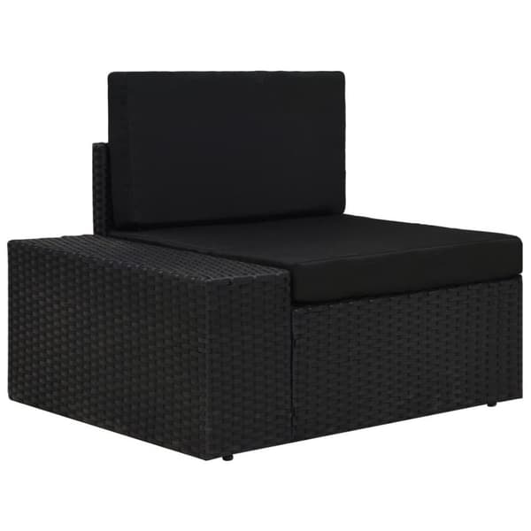 vidaXL hjørnedel til sofa med højre armlæn polyrattan sort