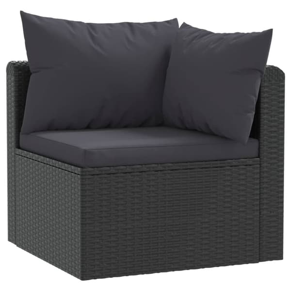 vidaXL havesofasæt 3 dele med hynder polyrattan sort