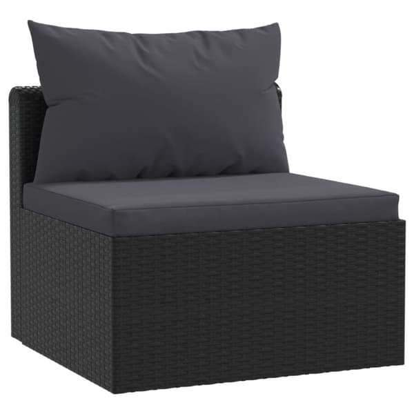 vidaXL havesofasæt 3 dele med hynder polyrattan sort