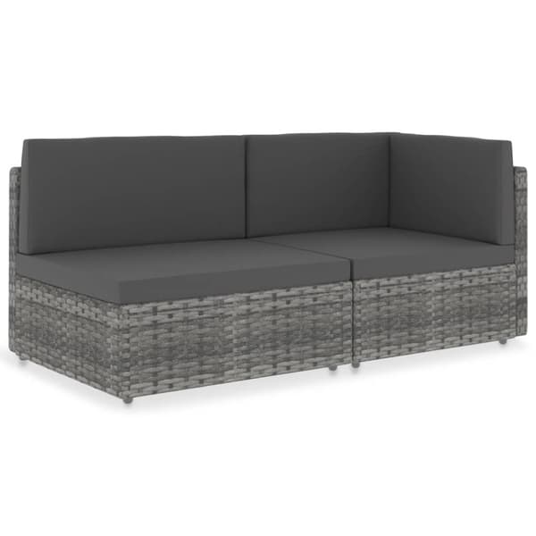 vidaXL 2-personers sofa modulær polyrattan grå