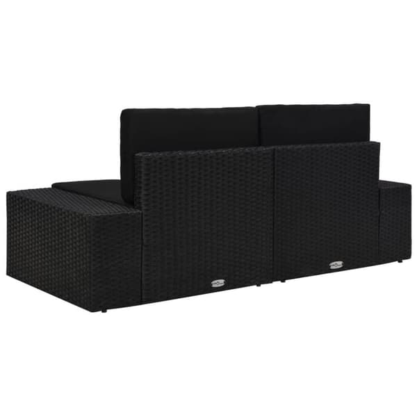 vidaXL 2-personers sofa modulær polyrattan sort