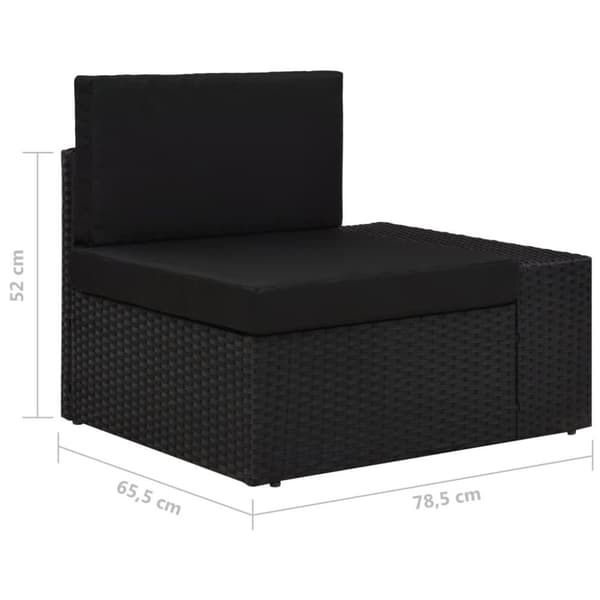 vidaXL 2-personers sofa modulær polyrattan sort