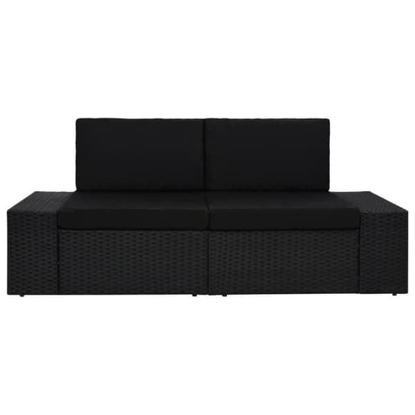 vidaXL 2-personers sofa modulær polyrattan sort