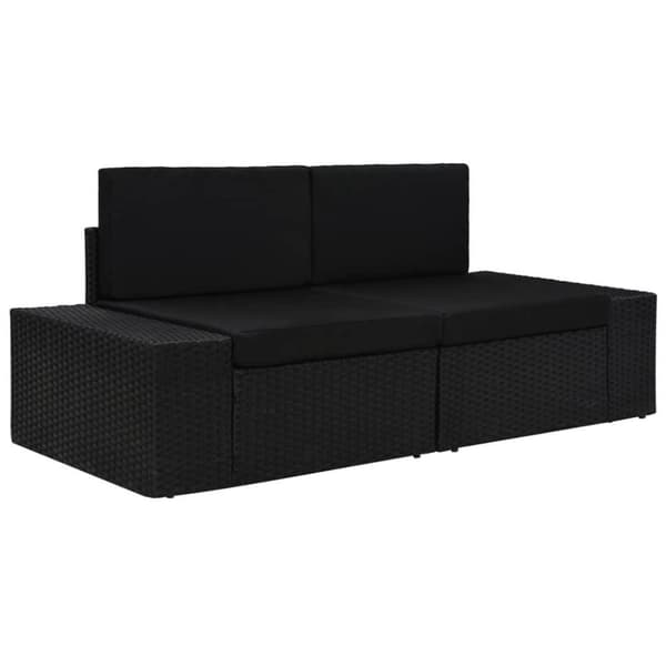 vidaXL 2-personers sofa modulær polyrattan sort