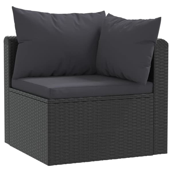 vidaXL havesofasæt med hynder 4 dele polyrattan sort