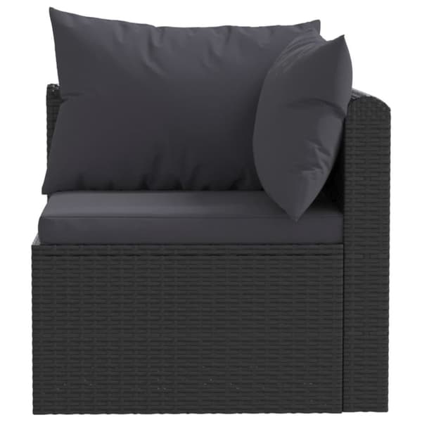 vidaXL havesofasæt med hynder 4 dele polyrattan sort
