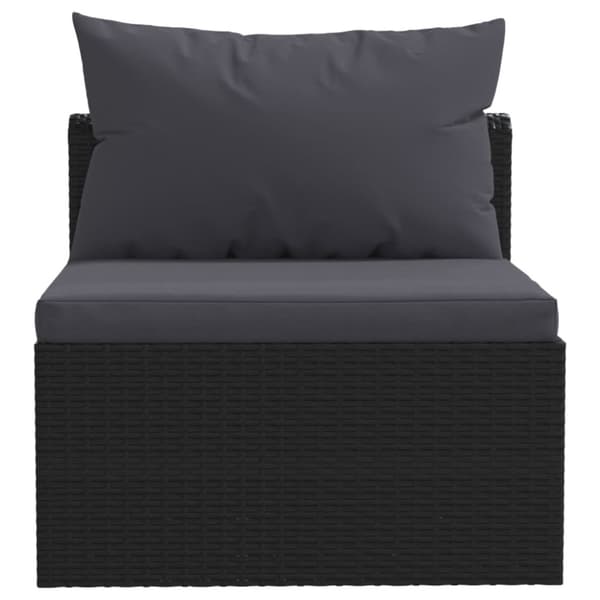 vidaXL havesofasæt med hynder 4 dele polyrattan sort