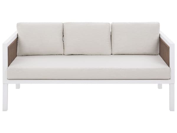 5-sits Trädgård Loungegrupp Vit och Brun Aluminium 5-sits med Kuddar Modern