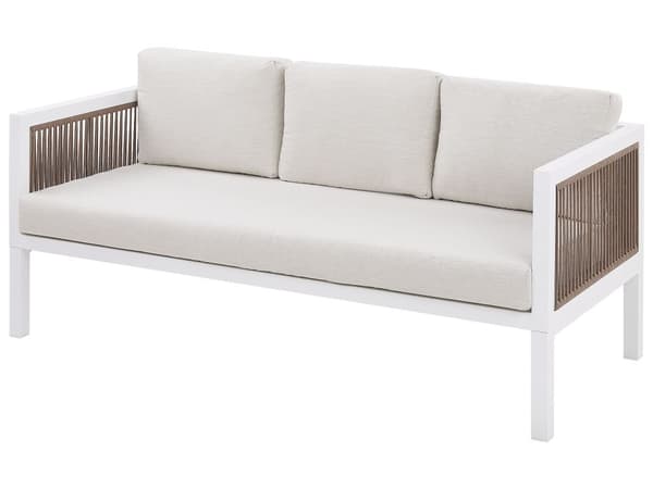 5-sits Trädgård Loungegrupp Vit och Brun Aluminium 5-sits med Kuddar Modern